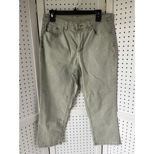 Christopher & Banks Green Striped Jean Pants Cropped Ankle Straight Leg Size 8 R